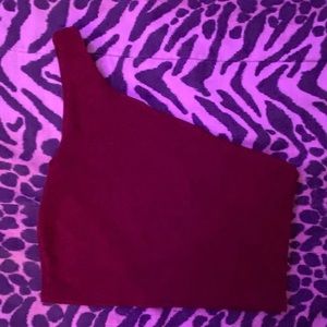 Rib Knitted One Shoulder Croptop